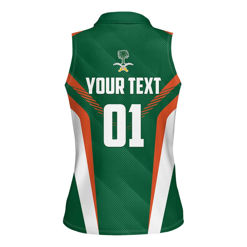 Custom Saudi Arabia Cricket Women Sleeveless Polo Shirt TeamSaudi Go Champions - Wonder Print Shop