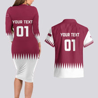 Custom Qatar Cricket Couples Matching Long Sleeve Bodycon Dress and Hawaiian Shirt Come On Boys - Wonder Print Shop