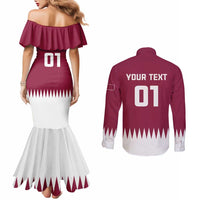 Custom Qatar Cricket Couples Matching Mermaid Dress and Long Sleeve Button Shirt Come On Boys