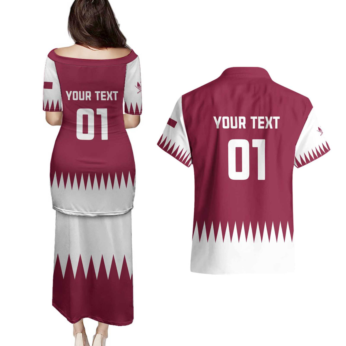 Custom Qatar Cricket Couples Matching Puletasi and Hawaiian Shirt Come On Boys - Wonder Print Shop