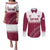 Custom Qatar Cricket Couples Matching Puletasi and Long Sleeve Button Shirt Come On Boys - Wonder Print Shop