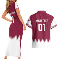 Custom Qatar Cricket Couples Matching Short Sleeve Bodycon Dress and Hawaiian Shirt Come On Boys - Wonder Print Shop