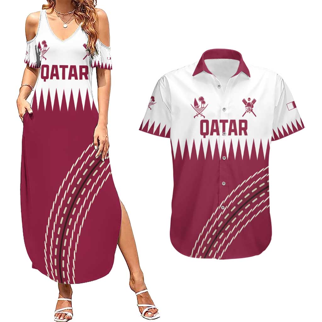 Custom Qatar Cricket Couples Matching Summer Maxi Dress and Hawaiian Shirt Come On Boys - Wonder Print Shop