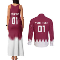 Custom Qatar Cricket Couples Matching Tank Maxi Dress and Long Sleeve Button Shirt Come On Boys - Wonder Print Shop