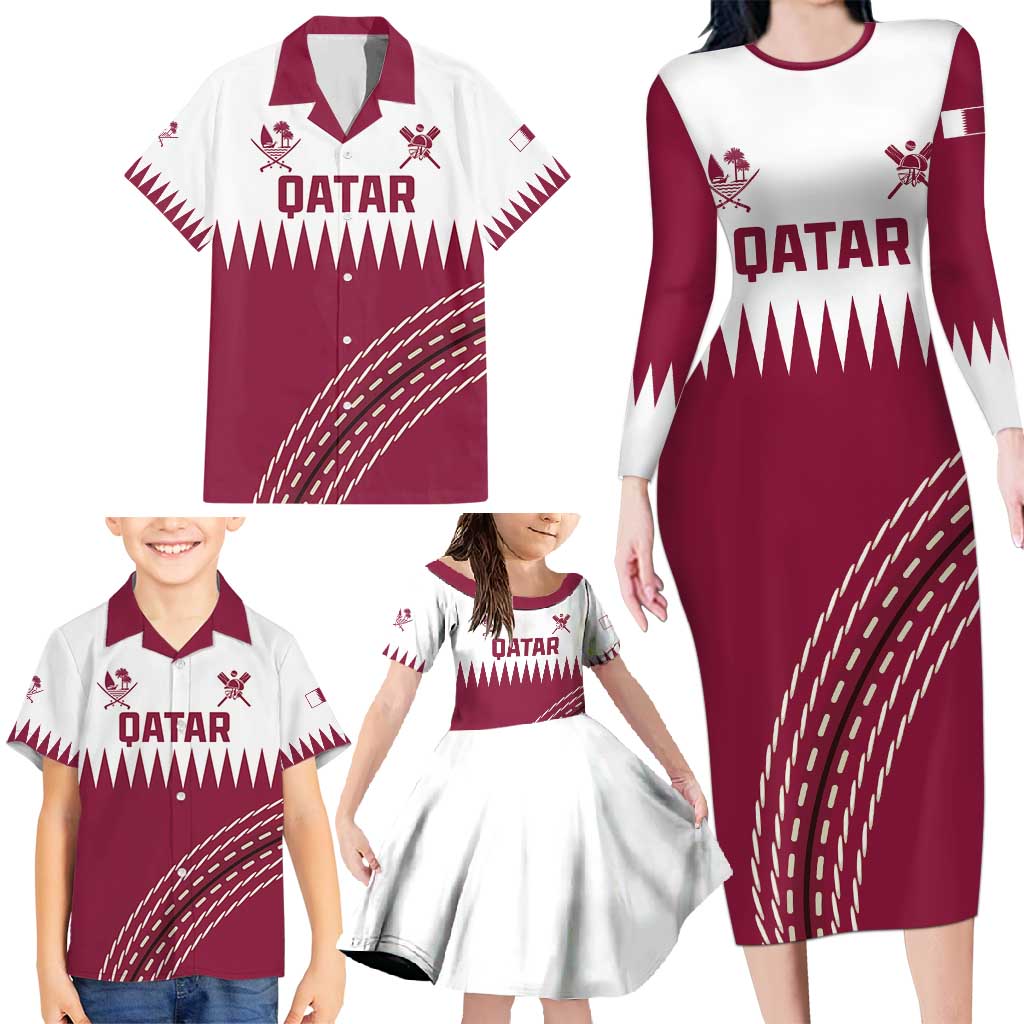 Custom Qatar Cricket Family Matching Long Sleeve Bodycon Dress and Hawaiian Shirt Come On Boys - Wonder Print Shop