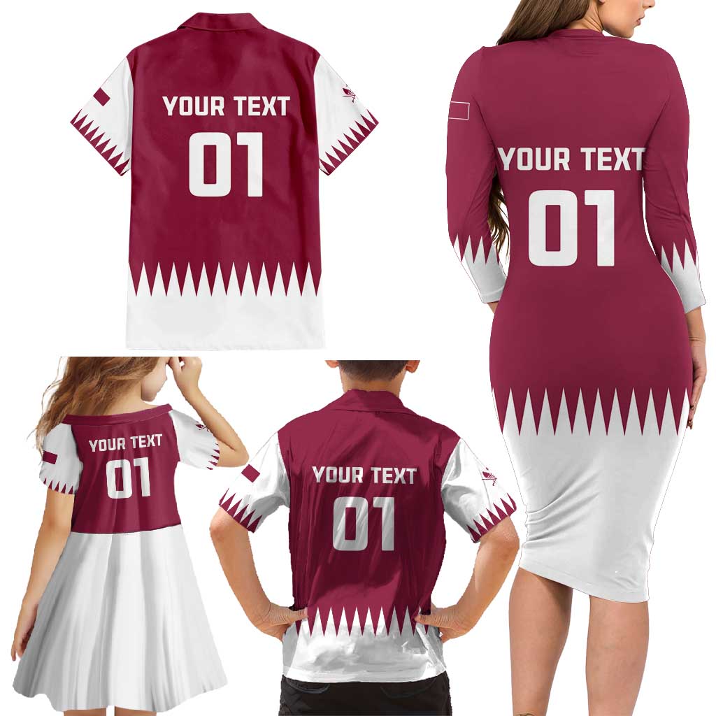 Custom Qatar Cricket Family Matching Long Sleeve Bodycon Dress and Hawaiian Shirt Come On Boys - Wonder Print Shop