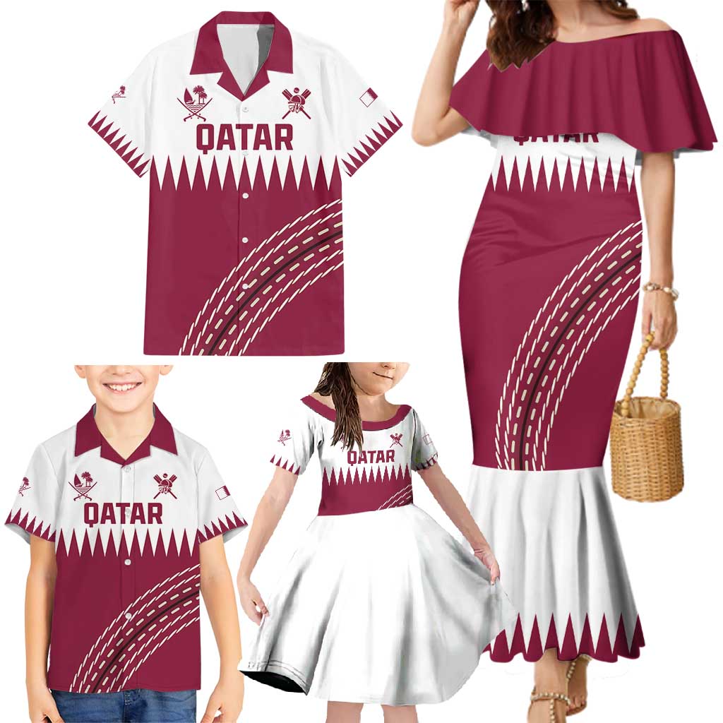 Custom Qatar Cricket Family Matching Mermaid Dress and Hawaiian Shirt Come On Boys - Wonder Print Shop