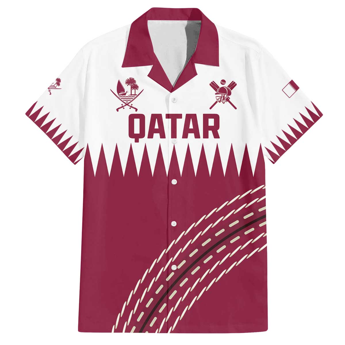 Custom Qatar Cricket Family Matching Off The Shoulder Long Sleeve Dress and Hawaiian Shirt Come On Boys - Wonder Print Shop