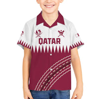 Custom Qatar Cricket Family Matching Off The Shoulder Long Sleeve Dress and Hawaiian Shirt Come On Boys - Wonder Print Shop