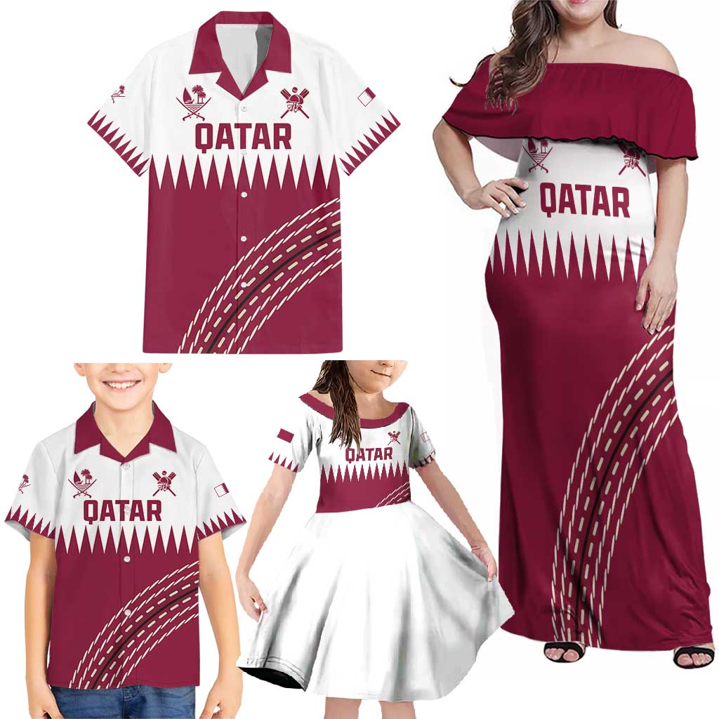 Custom Qatar Cricket Family Matching Off Shoulder Maxi Dress and Hawaiian Shirt Come On Boys - Wonder Print Shop