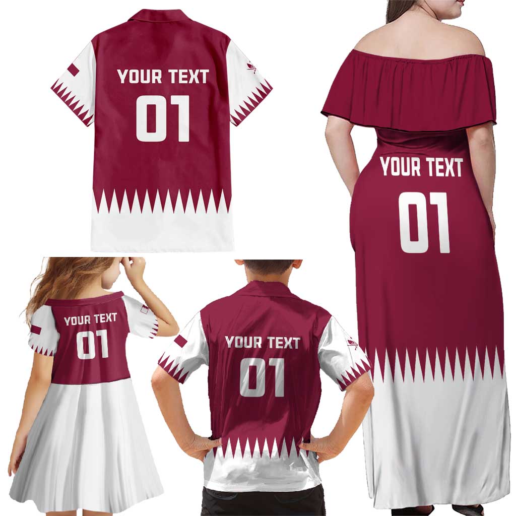 Custom Qatar Cricket Family Matching Off Shoulder Maxi Dress and Hawaiian Shirt Come On Boys - Wonder Print Shop