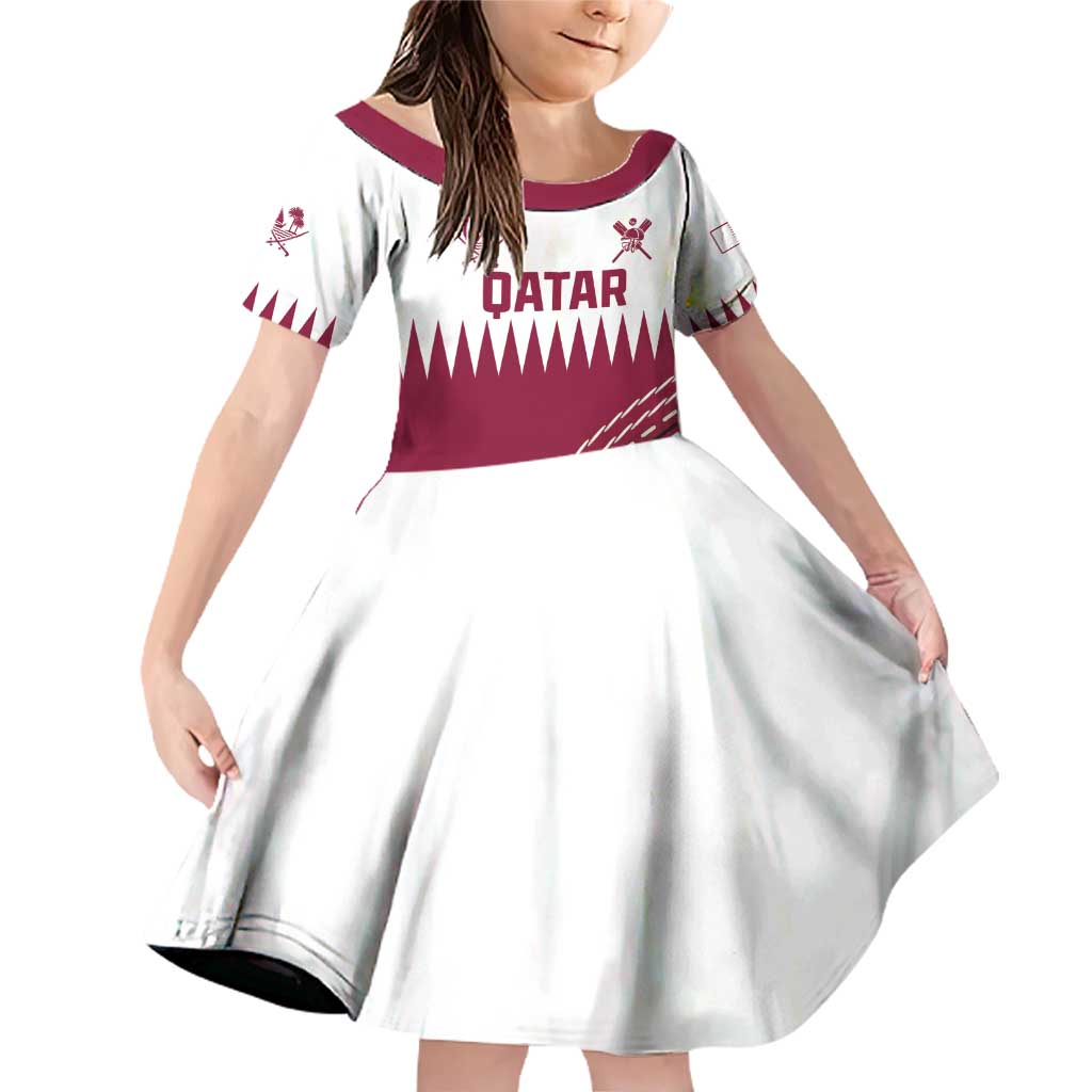 Custom Qatar Cricket Family Matching Off Shoulder Short Dress and Hawaiian Shirt Come On Boys - Wonder Print Shop