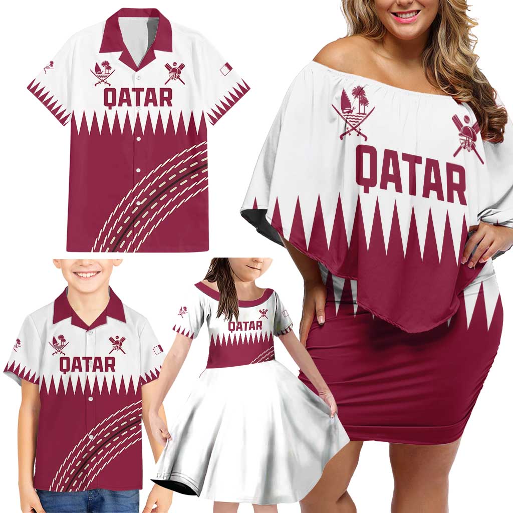 Custom Qatar Cricket Family Matching Off Shoulder Short Dress and Hawaiian Shirt Come On Boys - Wonder Print Shop