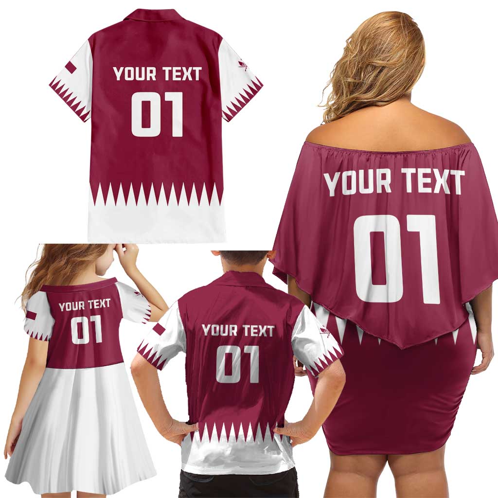 Custom Qatar Cricket Family Matching Off Shoulder Short Dress and Hawaiian Shirt Come On Boys - Wonder Print Shop