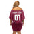 Custom Qatar Cricket Family Matching Off Shoulder Short Dress and Hawaiian Shirt Come On Boys - Wonder Print Shop