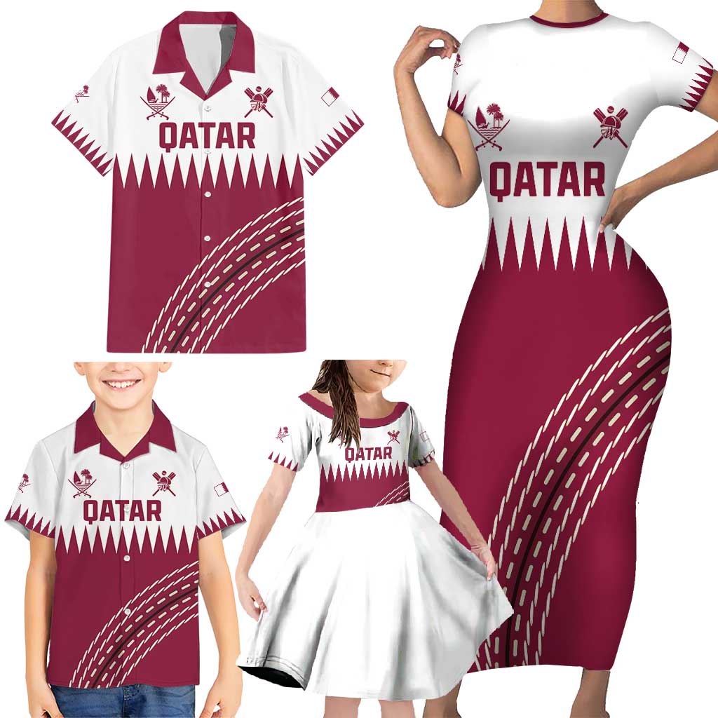Custom Qatar Cricket Family Matching Short Sleeve Bodycon Dress and Hawaiian Shirt Come On Boys - Wonder Print Shop