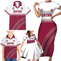 Custom Qatar Cricket Family Matching Short Sleeve Bodycon Dress and Hawaiian Shirt Come On Boys - Wonder Print Shop
