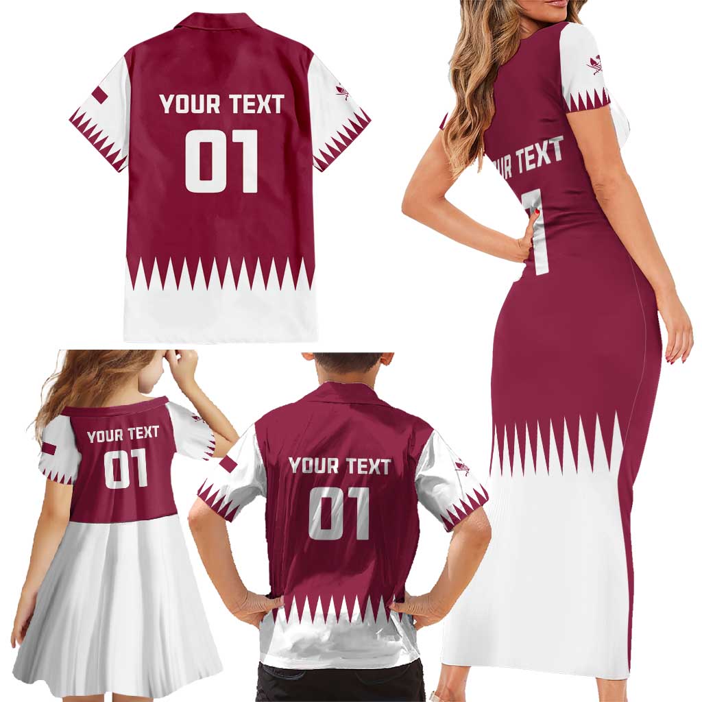 Custom Qatar Cricket Family Matching Short Sleeve Bodycon Dress and Hawaiian Shirt Come On Boys - Wonder Print Shop