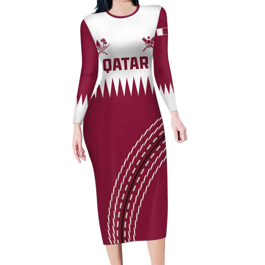 Custom Qatar Cricket Long Sleeve Bodycon Dress Come On Boys - Wonder Print Shop