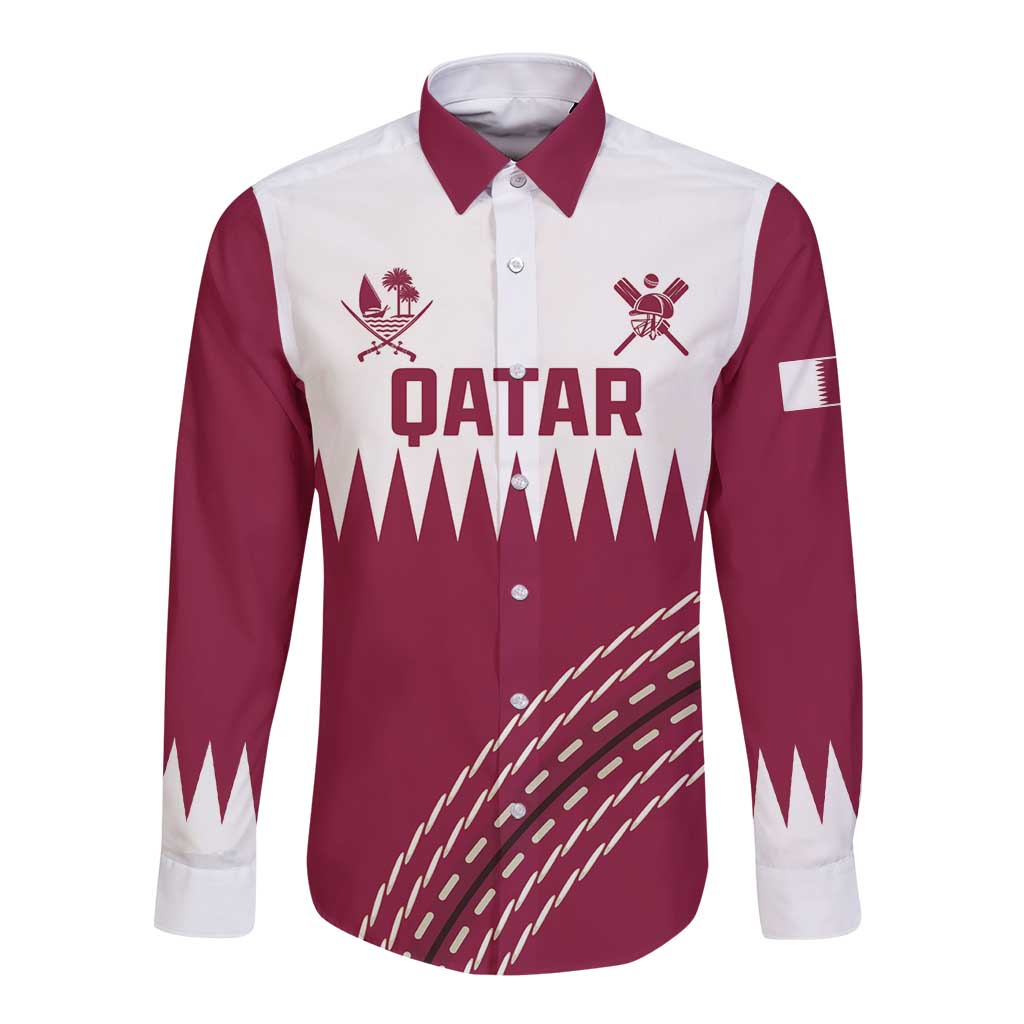 Custom Qatar Cricket Long Sleeve Button Shirt Come On Boys - Wonder Print Shop