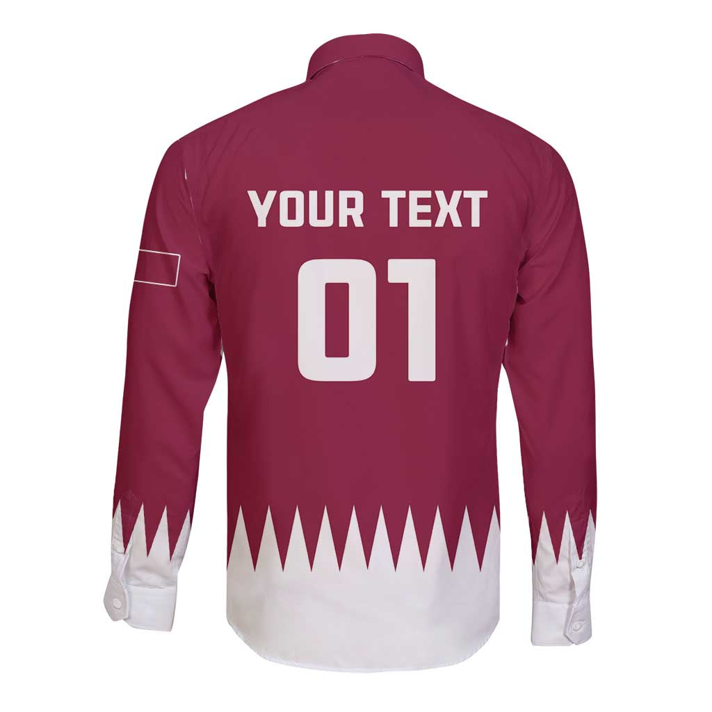 Custom Qatar Cricket Long Sleeve Button Shirt Come On Boys - Wonder Print Shop