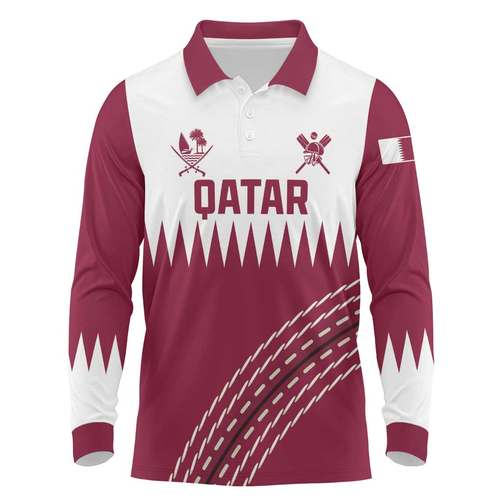 Custom Qatar Cricket Long Sleeve Polo Shirt Come On Boys - Wonder Print Shop