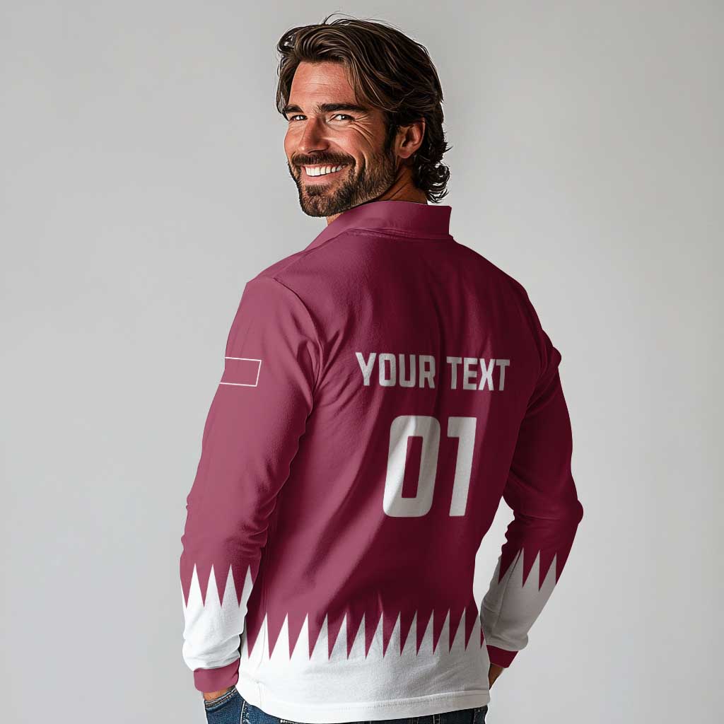 Custom Qatar Cricket Long Sleeve Polo Shirt Come On Boys - Wonder Print Shop