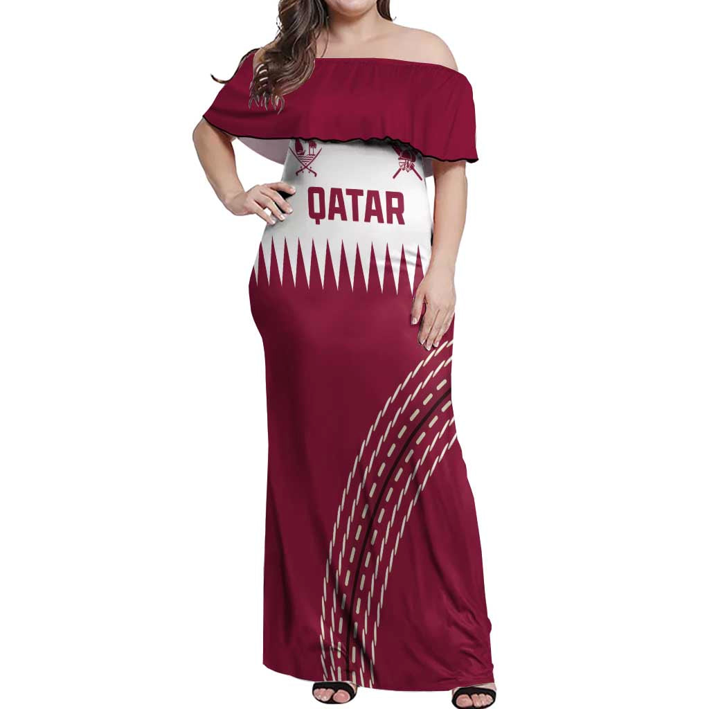 Custom Qatar Cricket Off Shoulder Maxi Dress Come On Boys - Wonder Print Shop
