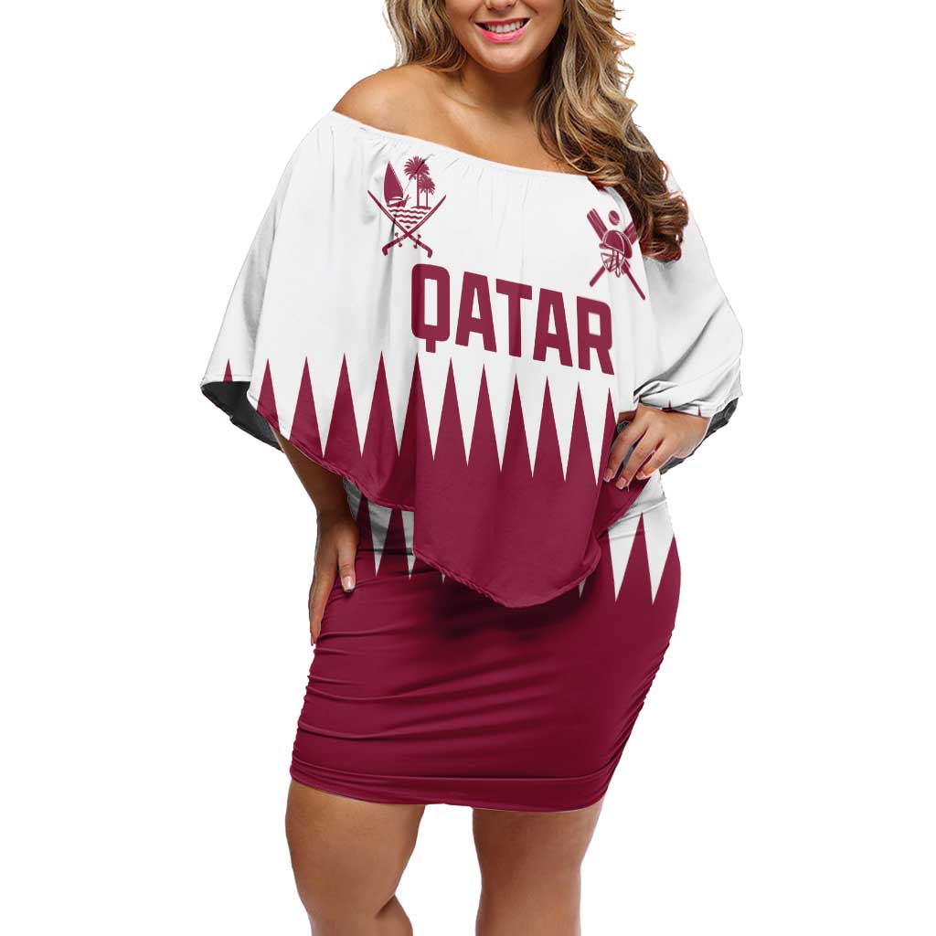 Custom Qatar Cricket Off Shoulder Short Dress Come On Boys - Wonder Print Shop