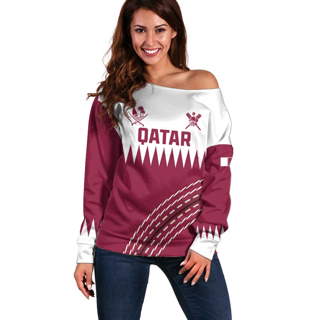 Custom Qatar Cricket Off Shoulder Sweater Come On Boys - Wonder Print Shop