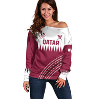 Custom Qatar Cricket Off Shoulder Sweater Come On Boys - Wonder Print Shop