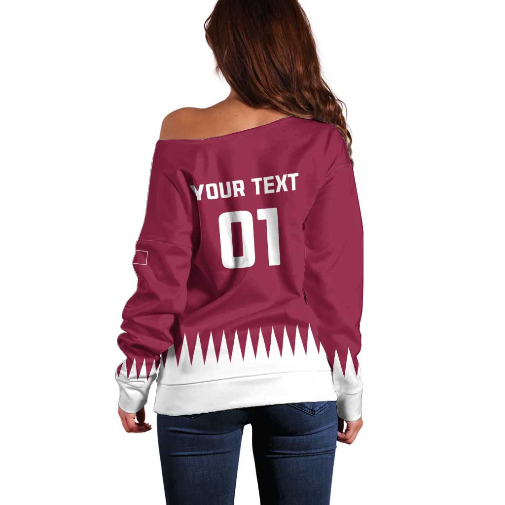 Custom Qatar Cricket Off Shoulder Sweater Come On Boys - Wonder Print Shop