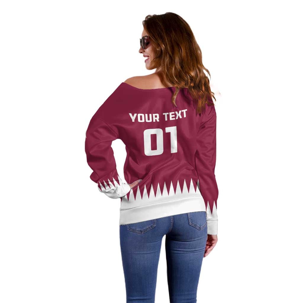 Custom Qatar Cricket Off Shoulder Sweater Come On Boys - Wonder Print Shop