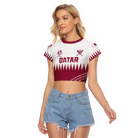 Custom Qatar Cricket Raglan Cropped T Shirt Come On Boys - Wonder Print Shop