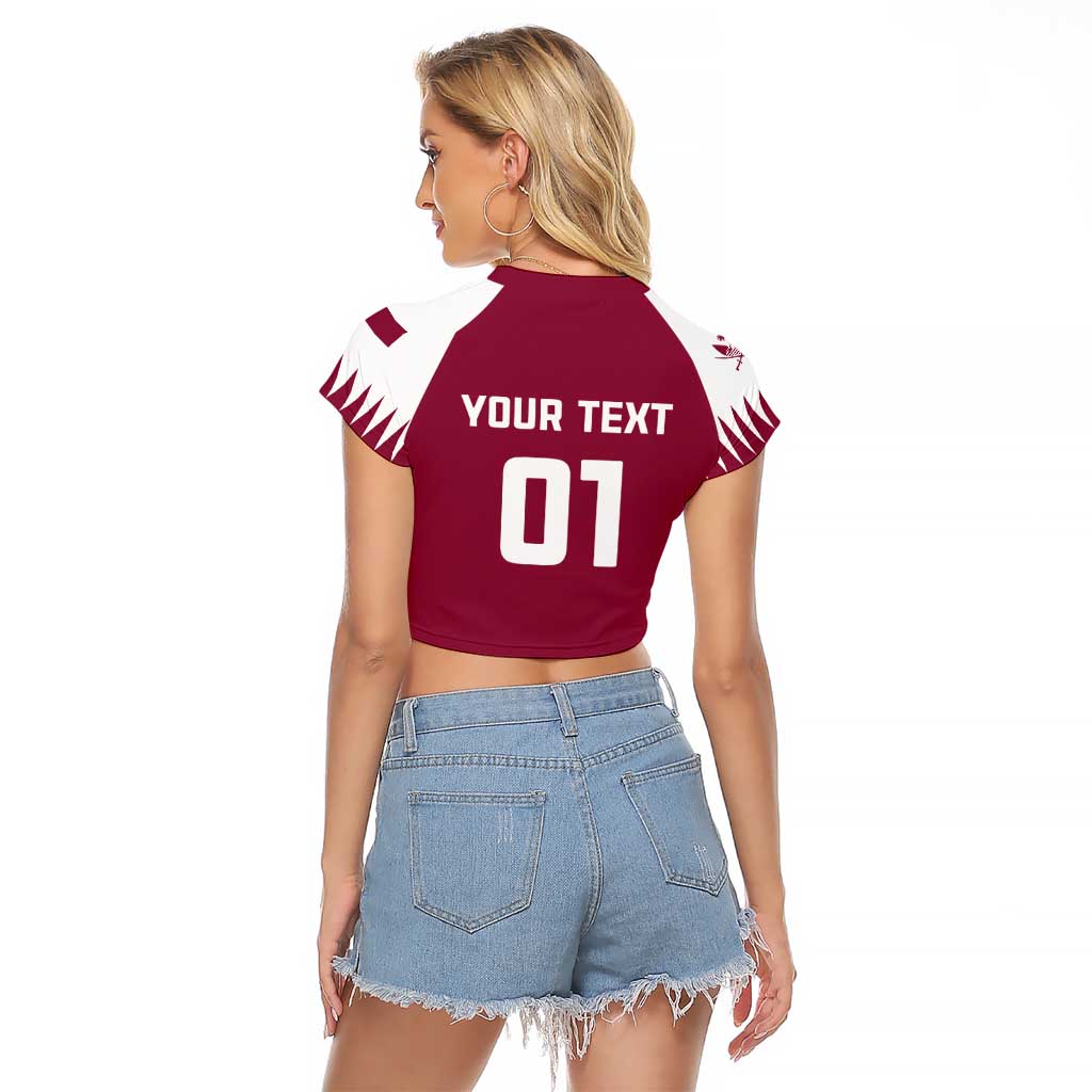 Custom Qatar Cricket Raglan Cropped T Shirt Come On Boys - Wonder Print Shop