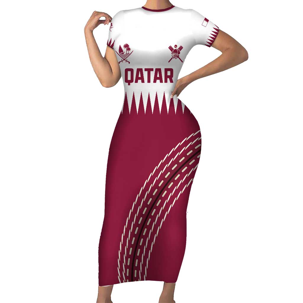 Custom Qatar Cricket Short Sleeve Bodycon Dress Come On Boys - Wonder Print Shop