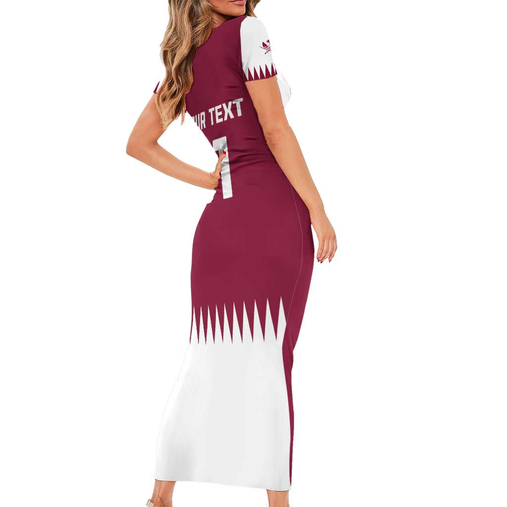 Custom Qatar Cricket Short Sleeve Bodycon Dress Come On Boys - Wonder Print Shop
