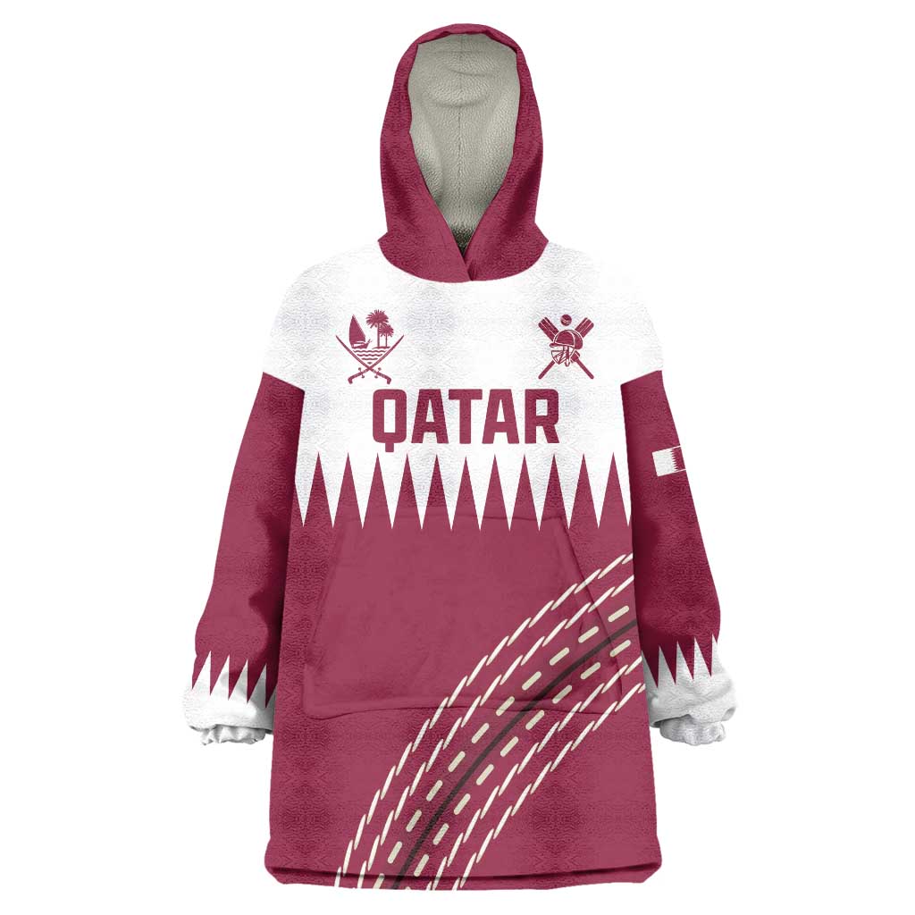 Custom Qatar Cricket Wearable Blanket Hoodie Come On Boys - Wonder Print Shop