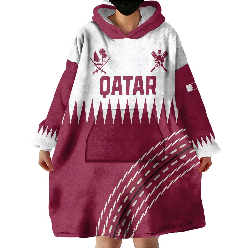 Custom Qatar Cricket Wearable Blanket Hoodie Come On Boys - Wonder Print Shop