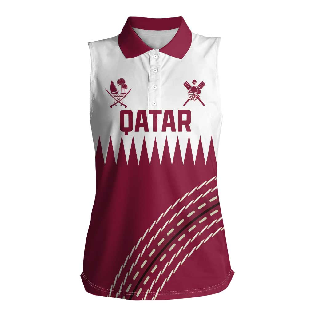 Custom Qatar Cricket Women Sleeveless Polo Shirt Come On Boys - Wonder Print Shop