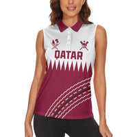 Custom Qatar Cricket Women Sleeveless Polo Shirt Come On Boys - Wonder Print Shop