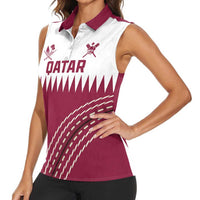 Custom Qatar Cricket Women Sleeveless Polo Shirt Come On Boys - Wonder Print Shop