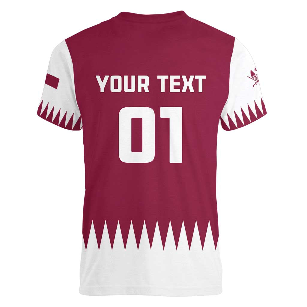 Custom Qatar Cricket Women V-Neck T-Shirt Come On Boys - Wonder Print Shop