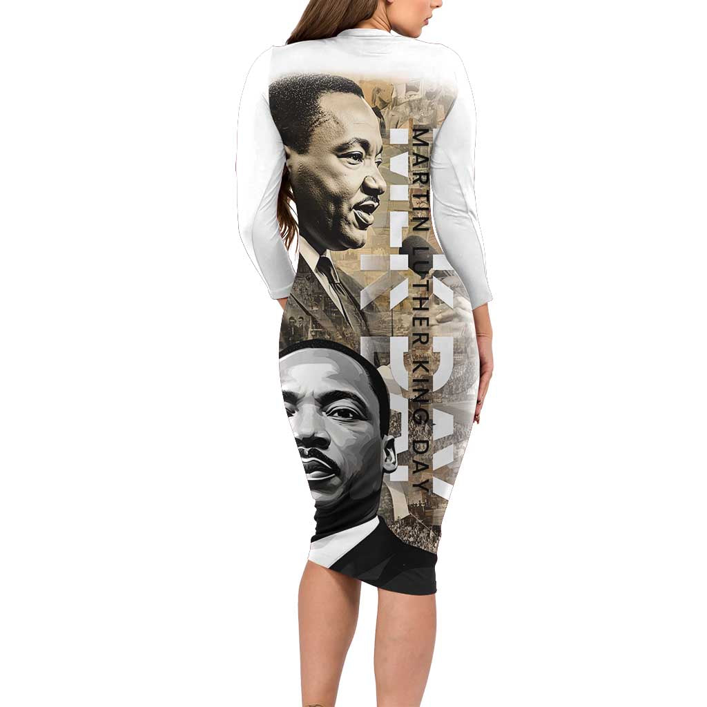 Martin Luther King Jr Day Family Matching Long Sleeve Bodycon Dress and Hawaiian Shirt MLK His Dream Still Matters - Wonder Print Shop