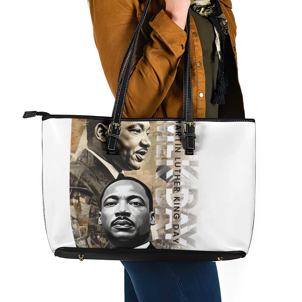 Martin Luther King Jr Day Leather Tote Bag MLK His Dream Still Matters - Wonder Print Shop
