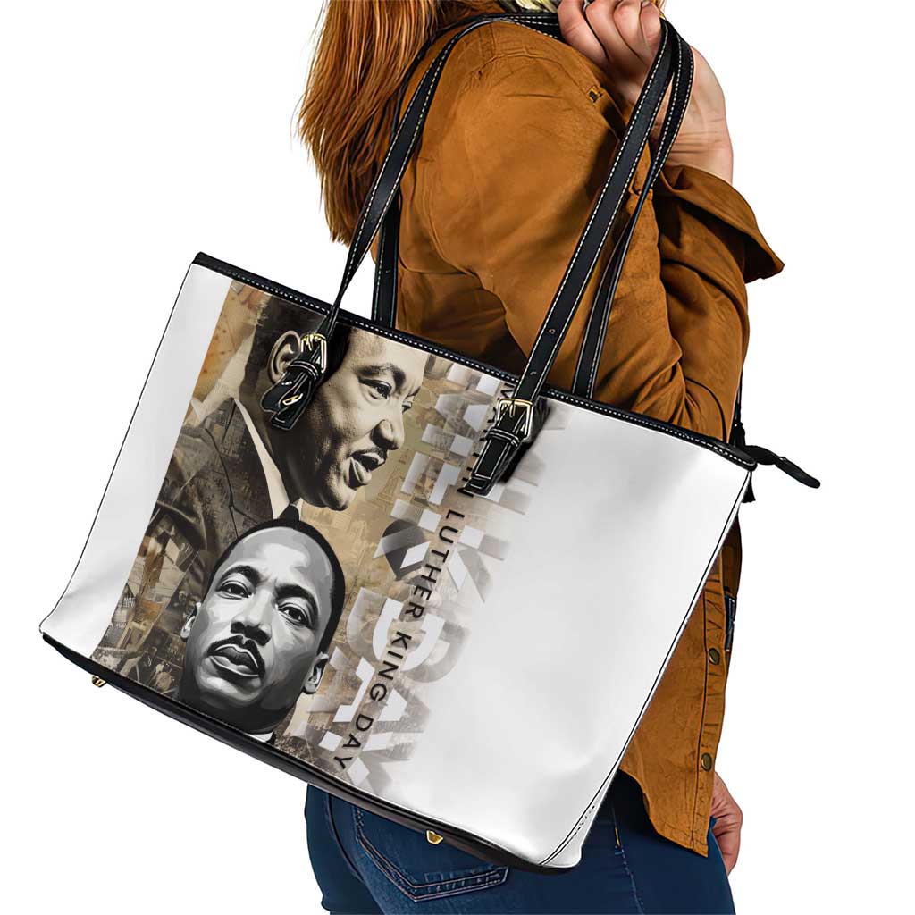Martin Luther King Jr Day Leather Tote Bag MLK His Dream Still Matters - Wonder Print Shop