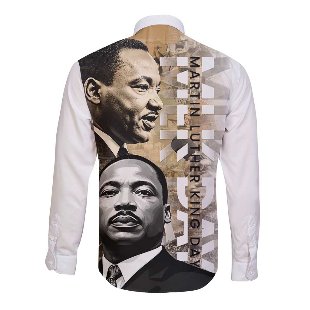 Martin Luther King Jr Day Long Sleeve Button Shirt MLK His Dream Still Matters - Wonder Print Shop