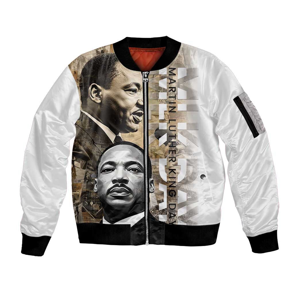 Martin Luther King Jr Day Sleeve Zip Bomber Jacket MLK His Dream Still Matters - Wonder Print Shop