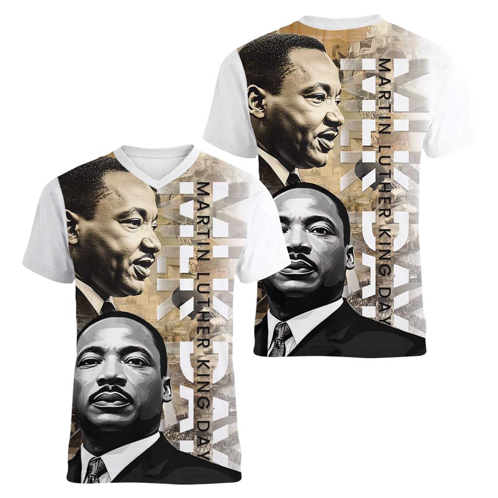 Martin Luther King Jr Day Women V-Neck T-Shirt MLK His Dream Still Matters - Wonder Print Shop