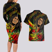 Legend Bob Birthday Couples Matching Long Sleeve Bodycon Dress and Hawaiian Shirt The Father of Reggae - Wonder Print Shop